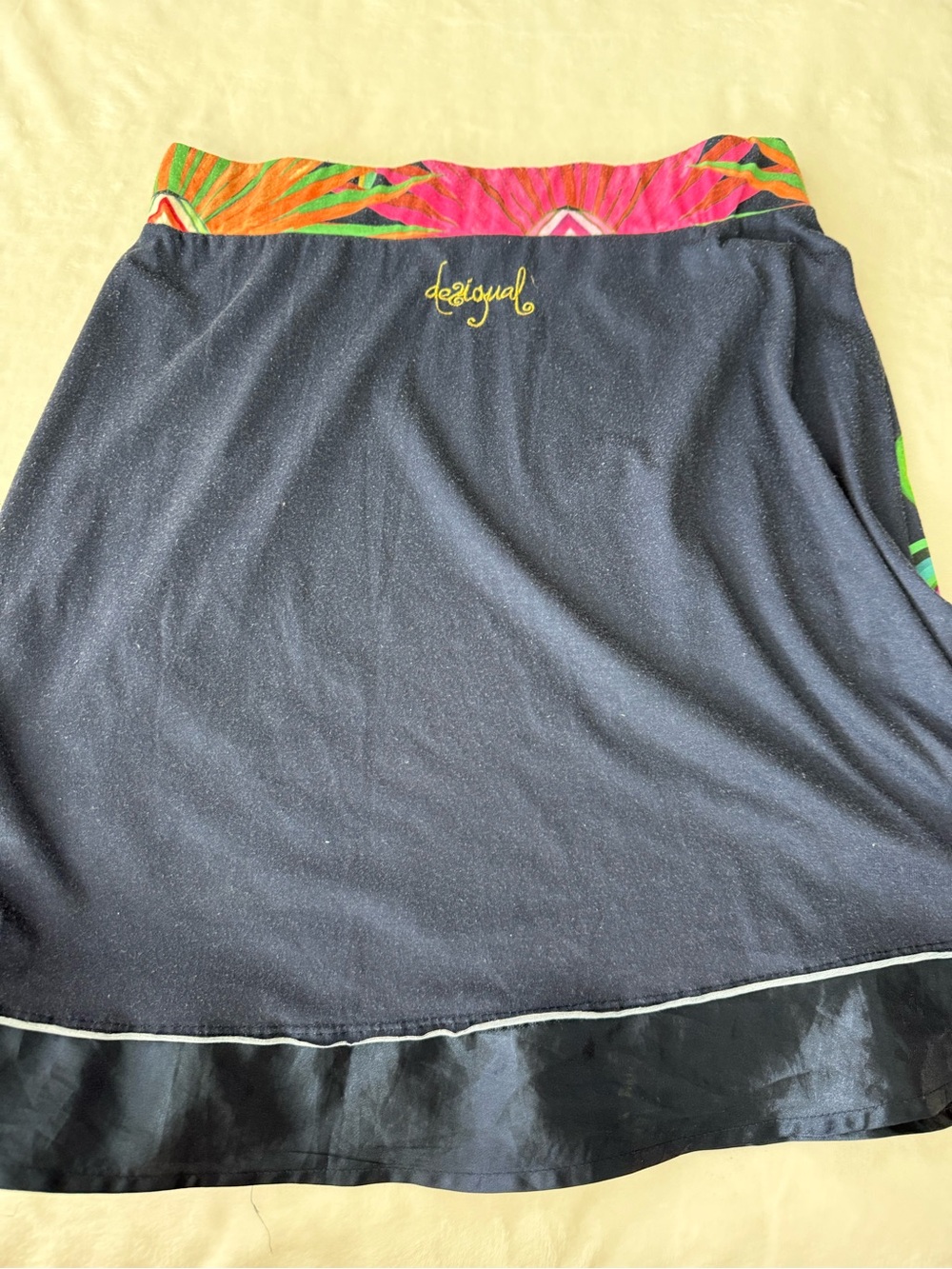 Desigual Embroidered Patchwork Skirt Med Y2K Fun Colorful Art To Wear Boho E07 - Picture 4 of 5